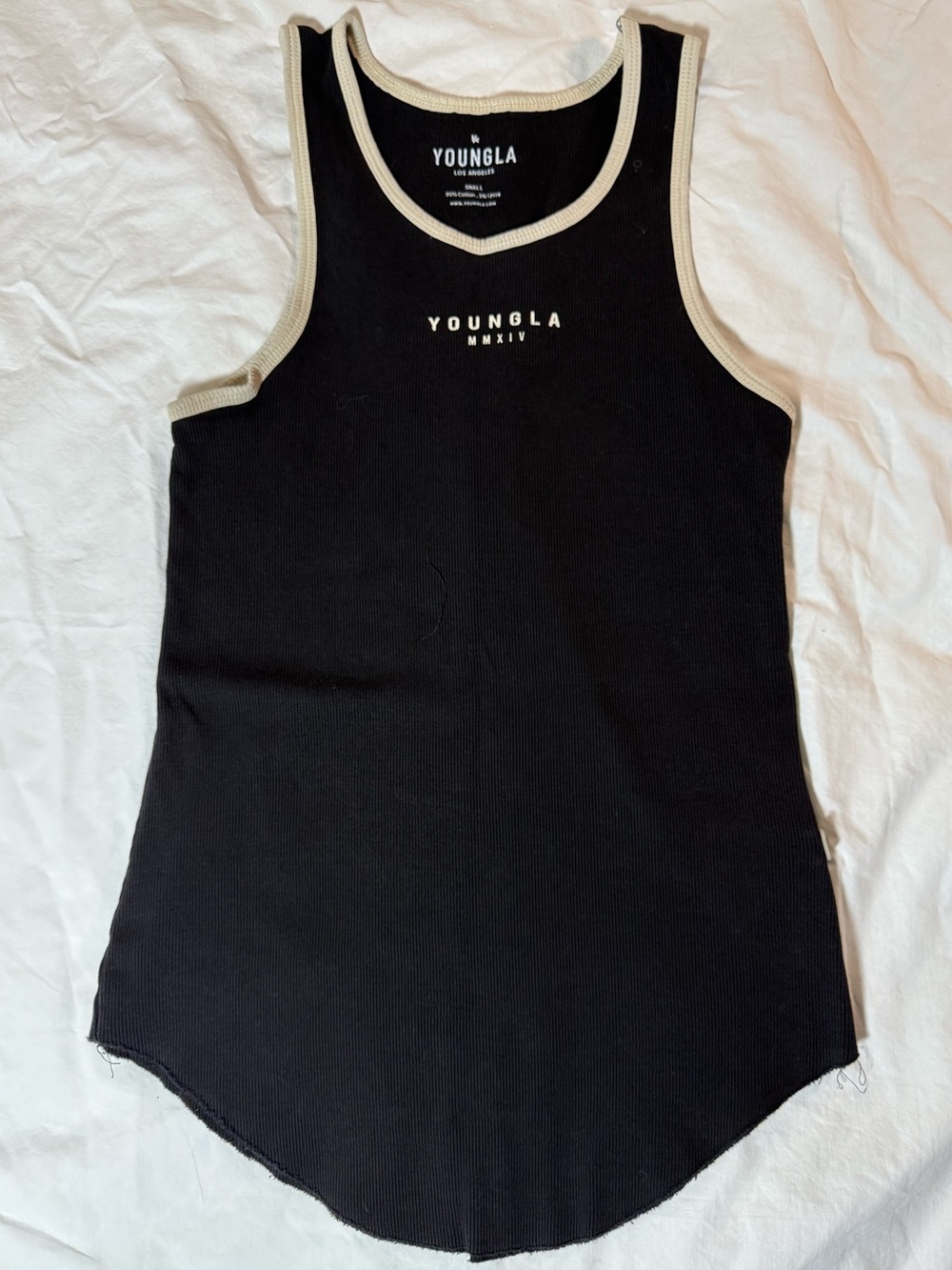 YoungLA Men’s Black Tank with Cream Trim Size Small
